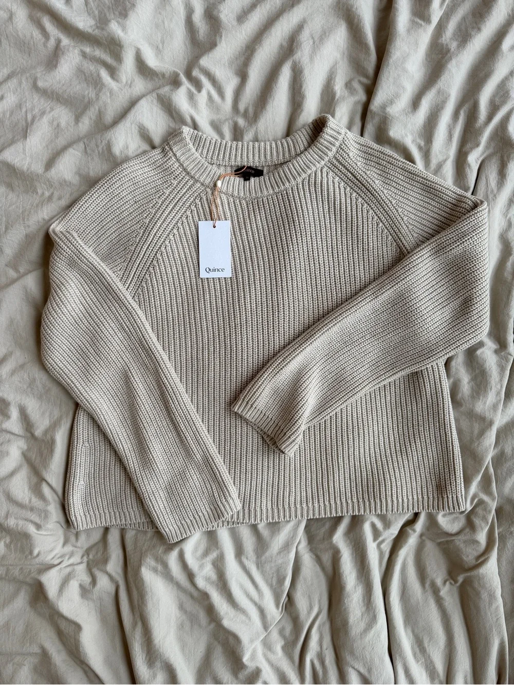 NWT Quince Women's fisherman crew organic Cotton Ribbed Sweater - Picture 1 of 5